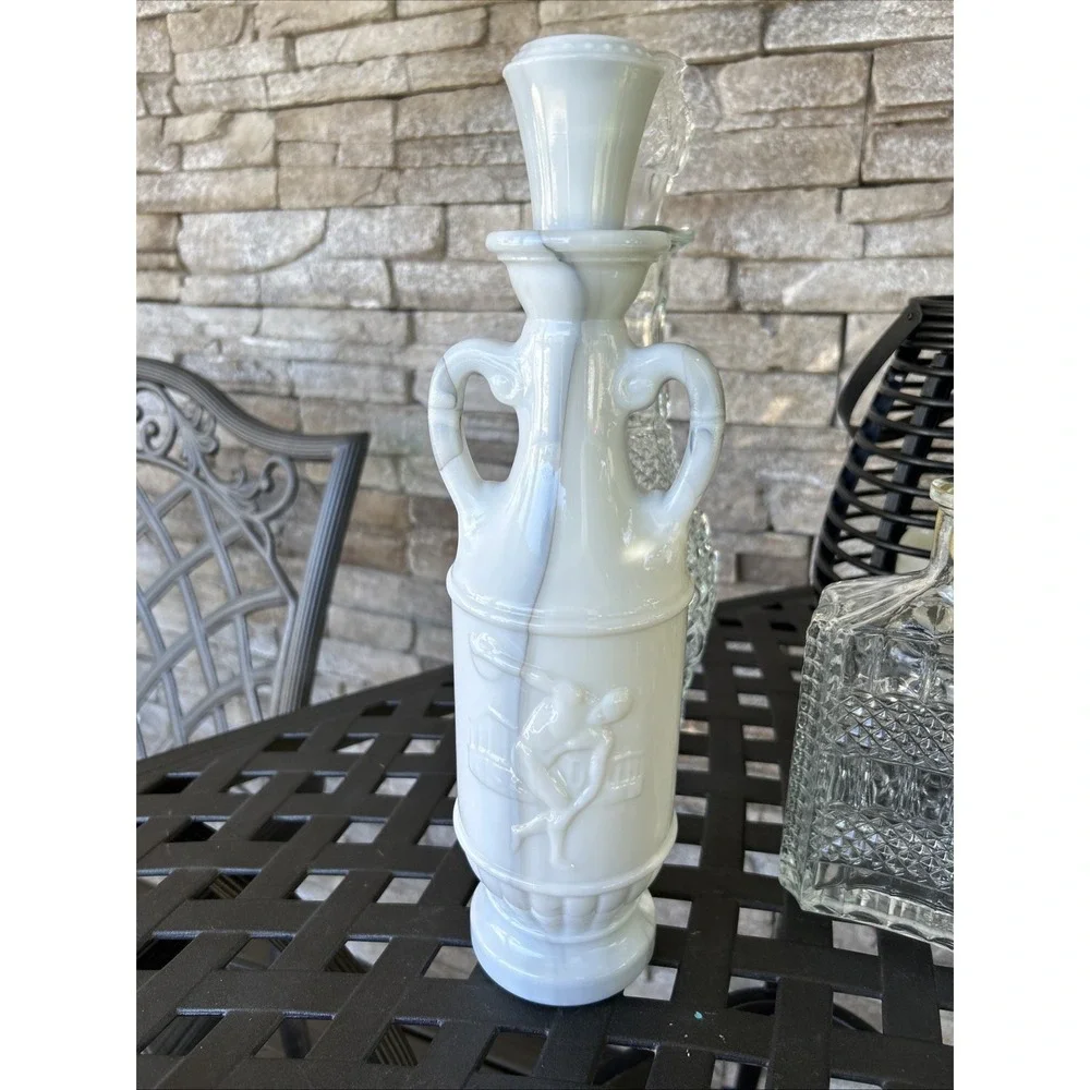 13 Inch Vintage White Marble Wine Decanter Olympic
